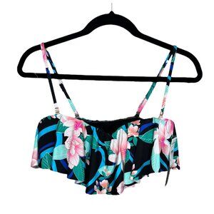 La Blanca Womens Floral NightFall Ruffle Bandeau Bikini Top Size 8